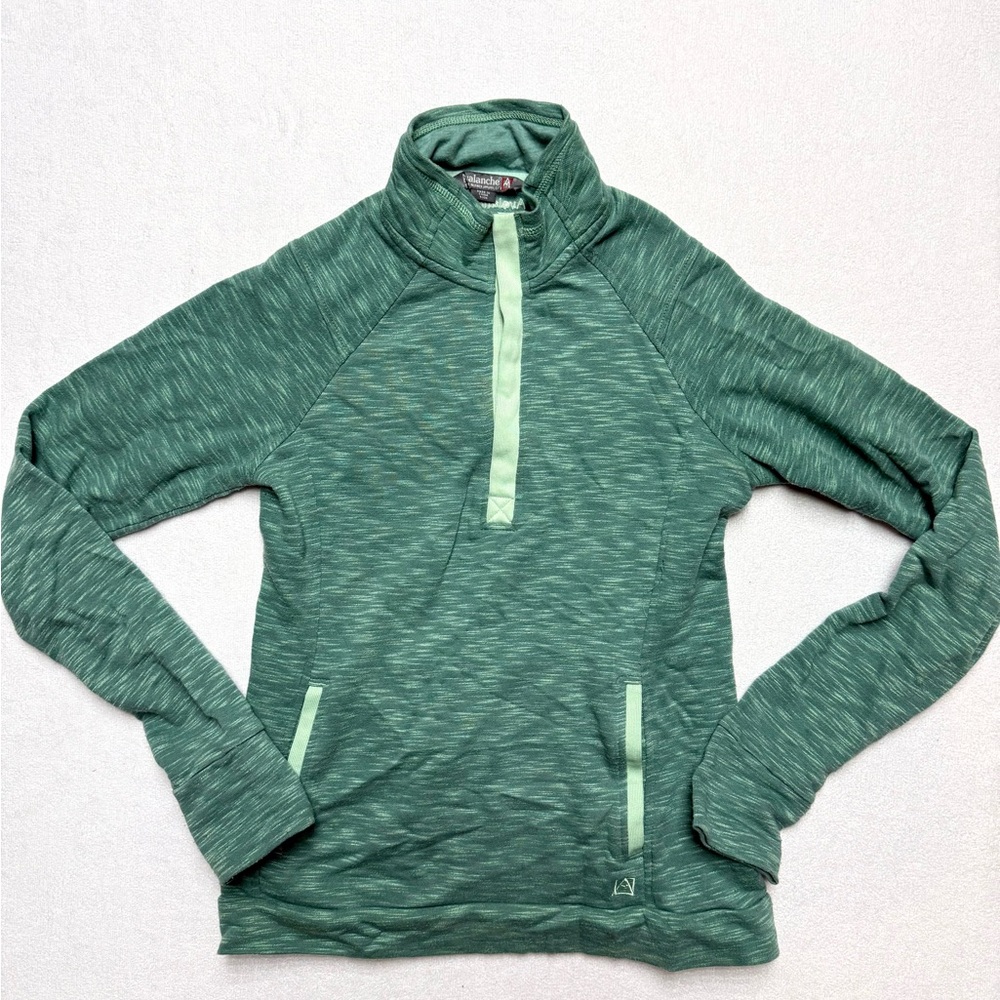 Avalanche Green Heathered Quarter-Zip Pullover with Mint Accents